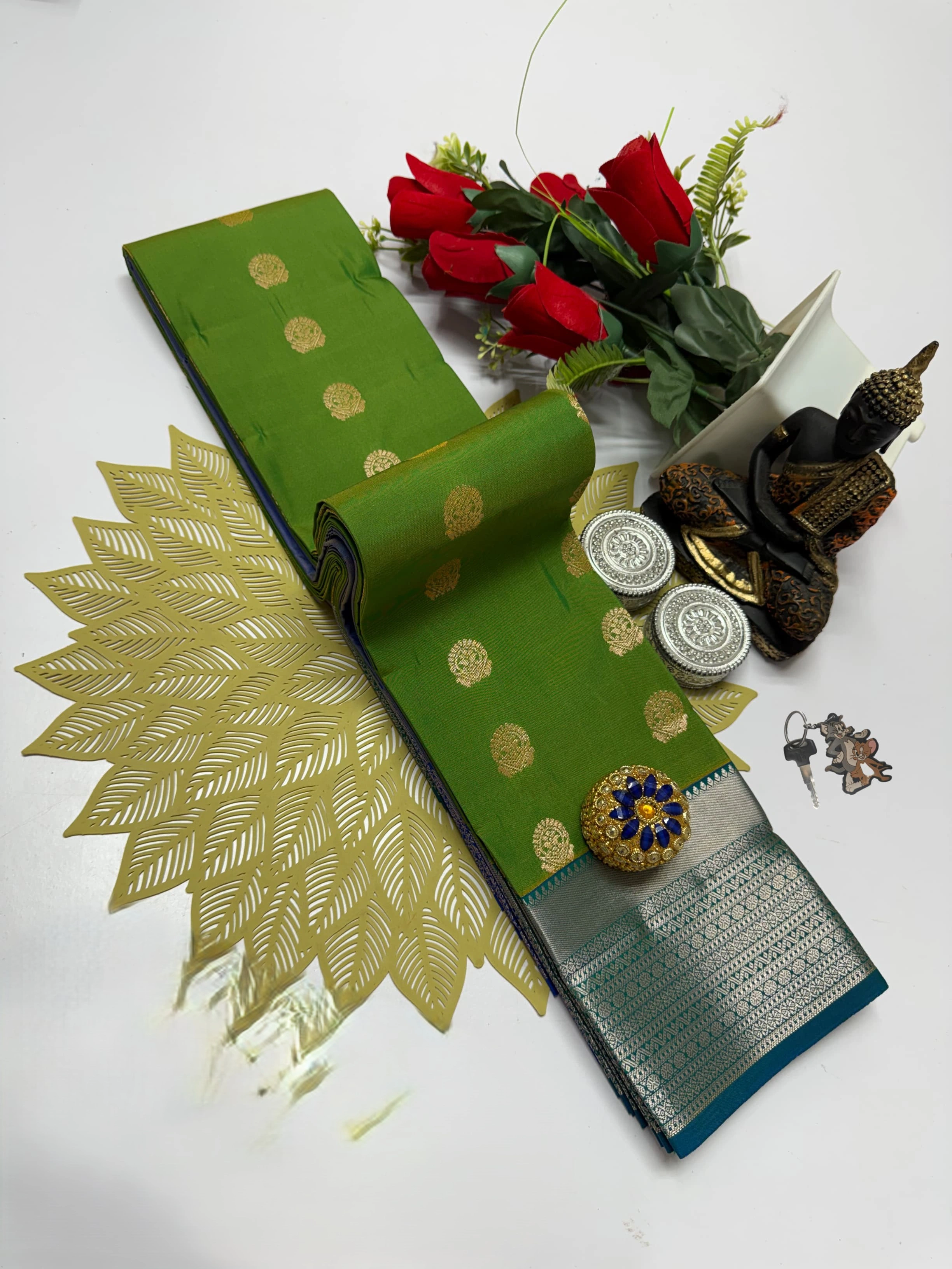 Sage Green Aarani Soft Silk Saree